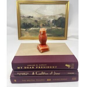 Vintage Degenhart Orange Glass Owl Figurine